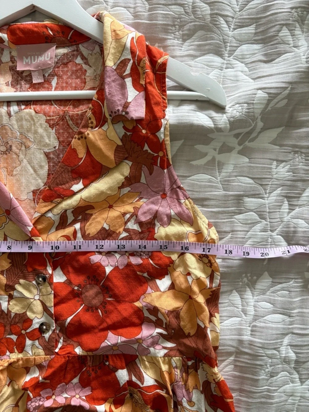Show Me Your Mumu Orange Pink Cream Floral Tiered Dress - Picture 10 of 11